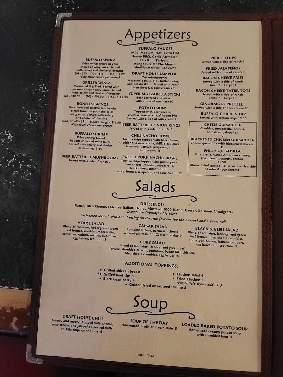 Cleveland Draft House - Garner Menu - Image 1